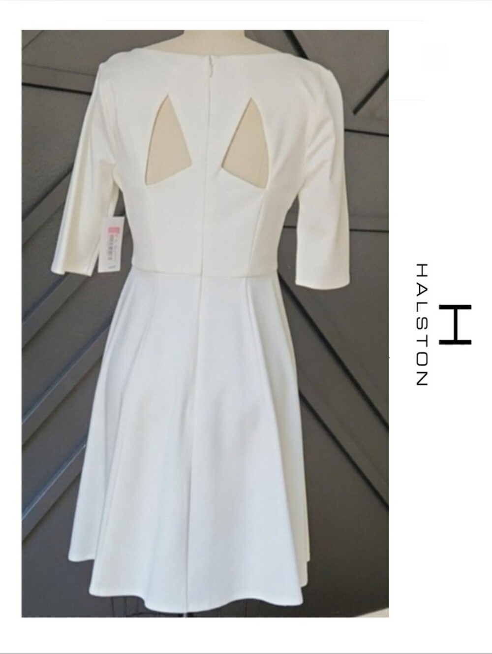 NWT {H by Halston} Off-white A-line Dress Size 2